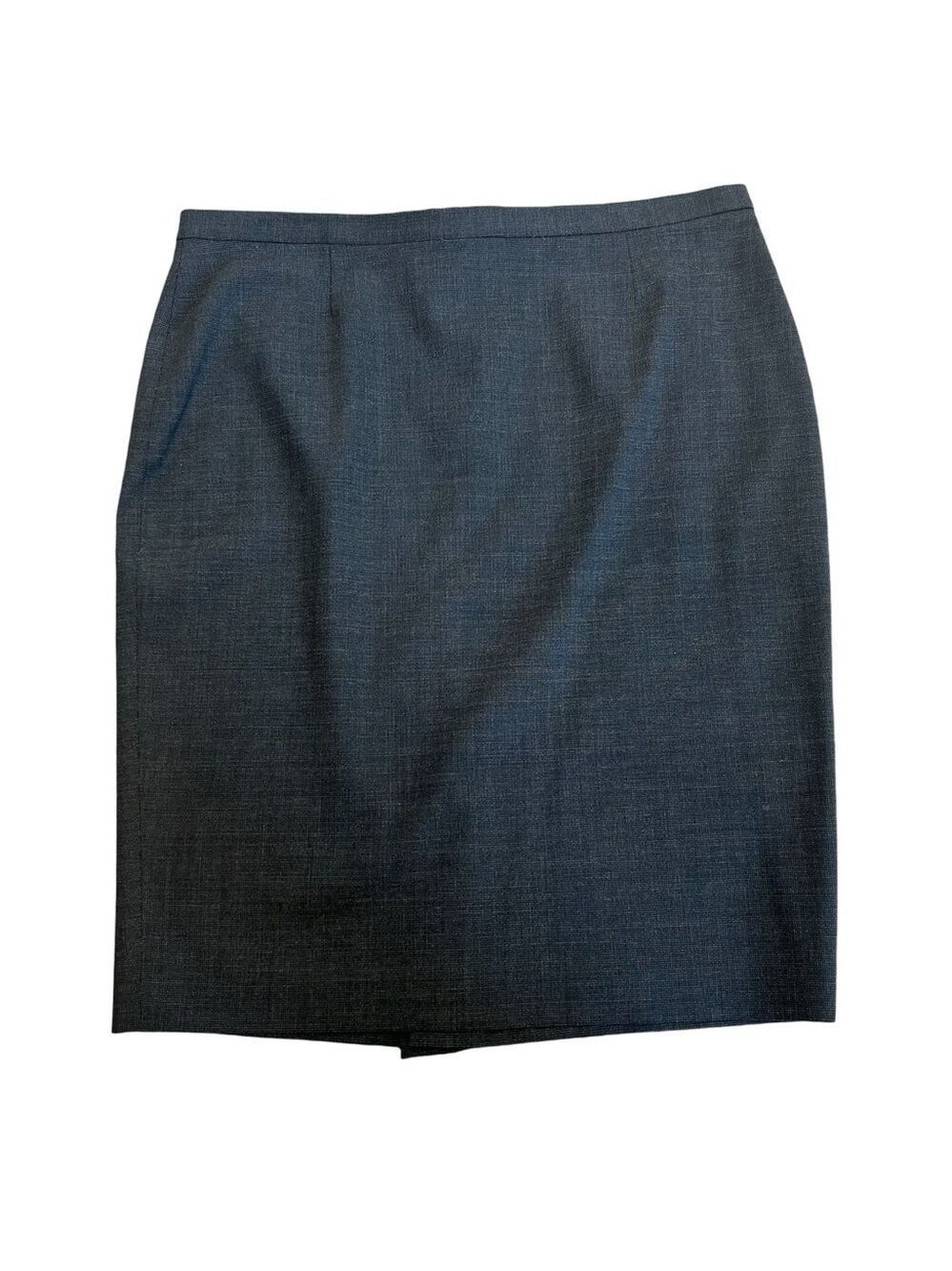 Elise Tahari dark Heathered navy blue back pleat detail pencil skirt Sz 8